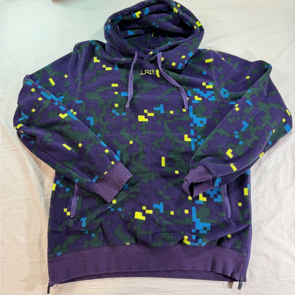 Mens LRG glitch world polar fleece hoodie multicolor size medium